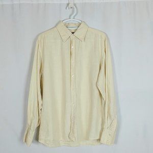 Mens Dockers Linen Shirt Medium 15-15.5 Lt Yellow